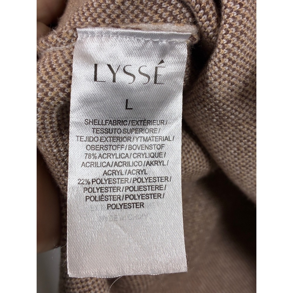 Lysse New York Womens Large Cream Brown Windowpane Grid Quarter Zip Sweater - Picture 6 of 6